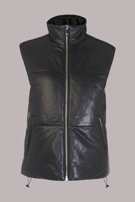 Leather Puffer Quilted Gilet