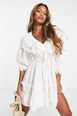 Ruffle Broderie Mini Dress from Topshop