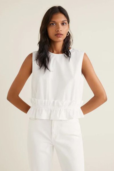 Ruffled Cotton Top from Mango