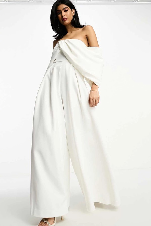 Erin Off Shoulder Drape Wedding Jumpsuit from ASOS Edition