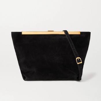 Augusta Envelope Pleat Suede Shoulder Bag from Khaite