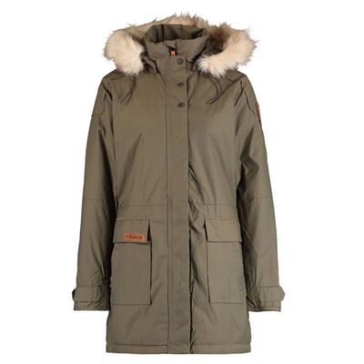 Green Faux Fur Trim Parka