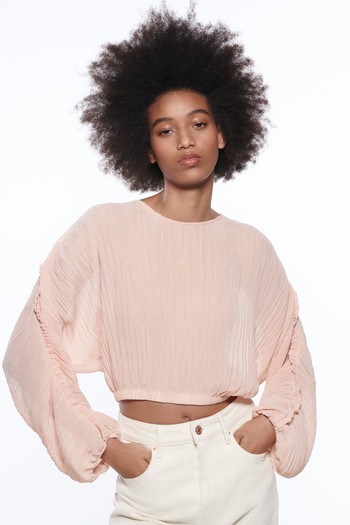 Pleated Cropped Blouse from Zara