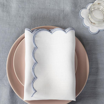 Linen Cloth Napkins With Scalloped Edges
