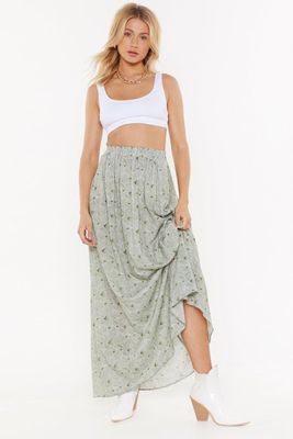 I Can't Be-Leaf You High-Waisted Maxi Skirt