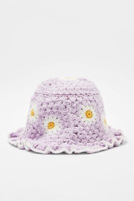 Crochet Floral Bucket Hat from Bershka