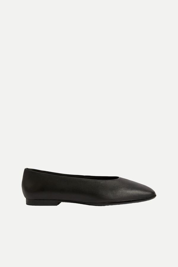 Leather Square Toe Ballet Pumps