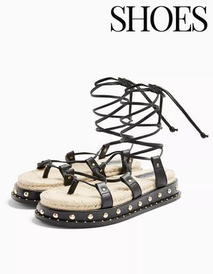 Pepper Black Leather Sandals, £40 (were £56)