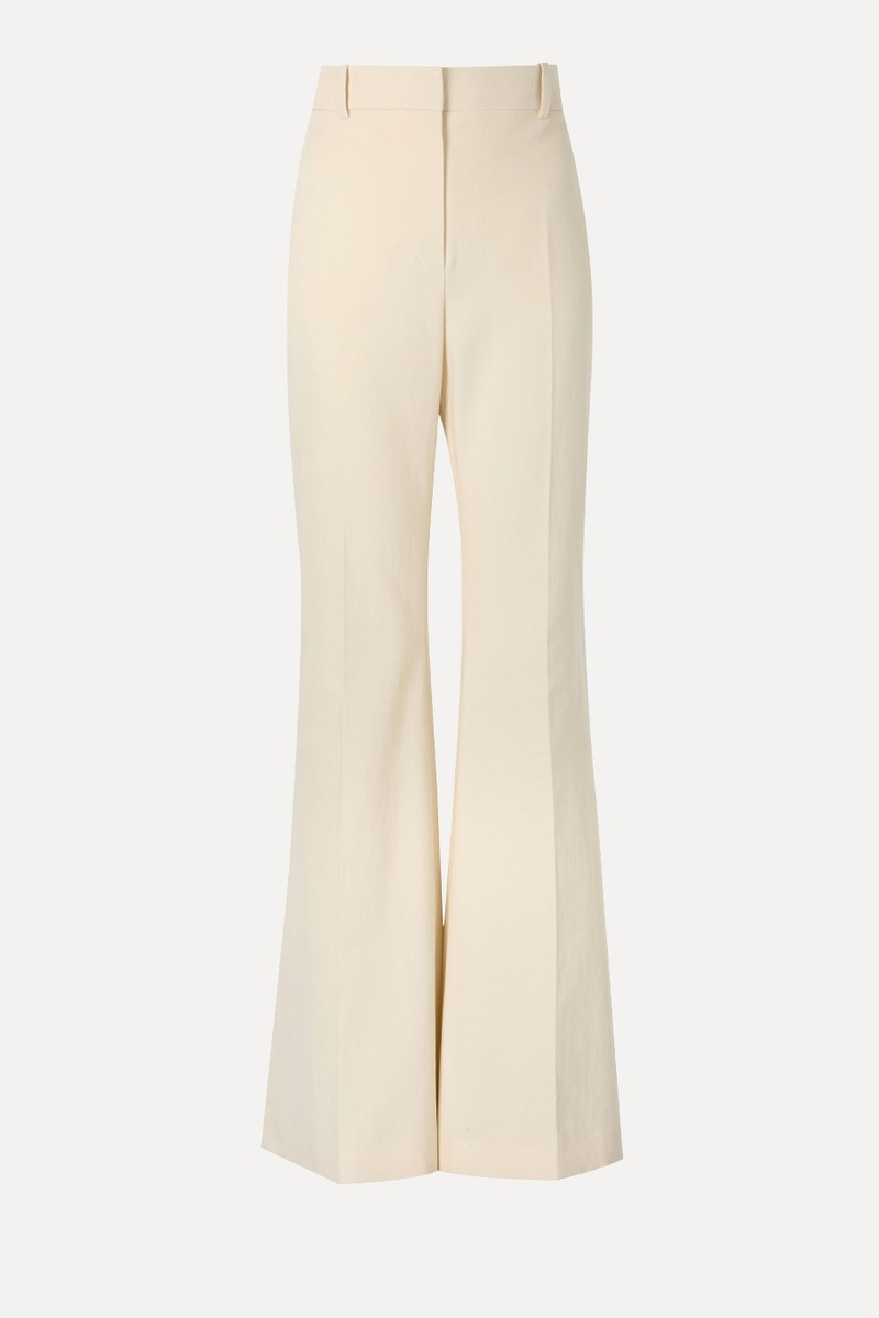 Wideleg Cotton Suit Trousers