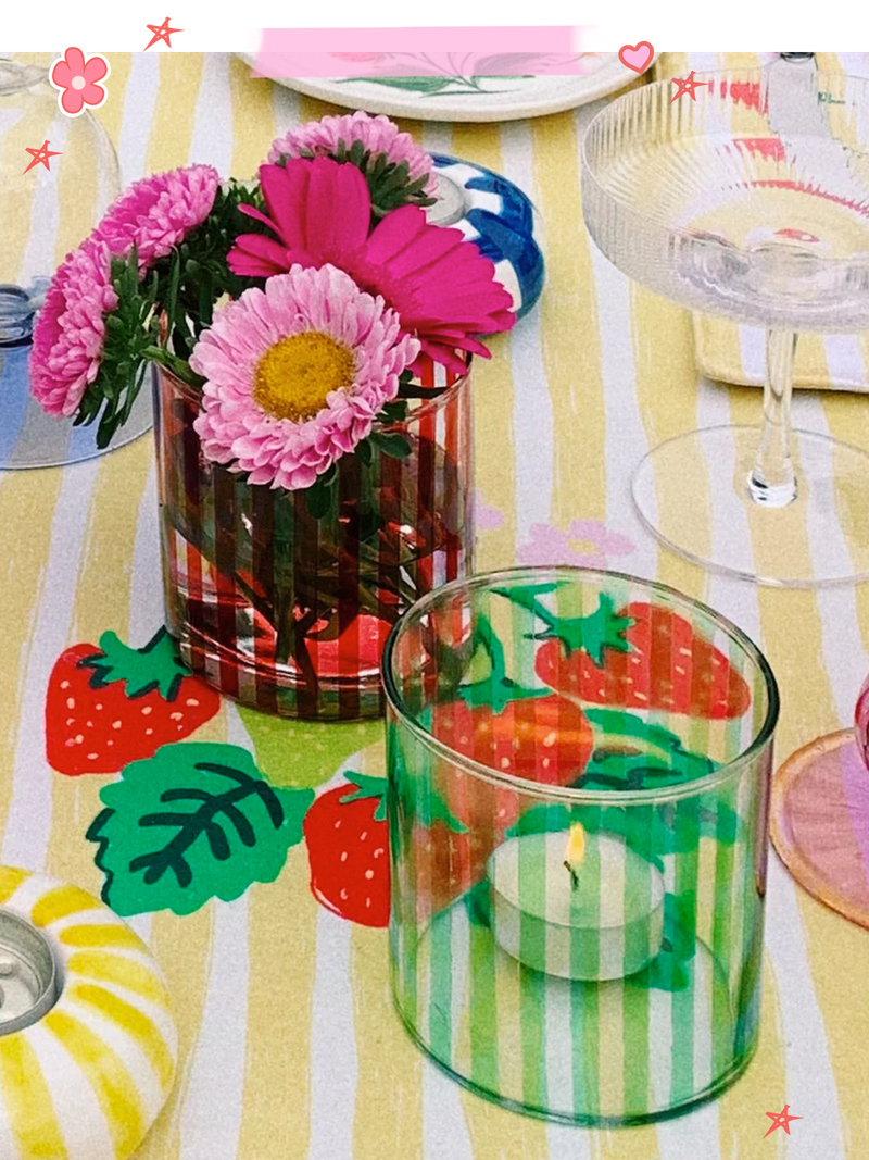 Striped Glass Tealight Holder from Anna & Nina