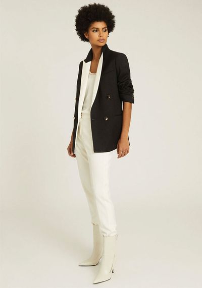 Contrast Lapel Tuxedo Blazer