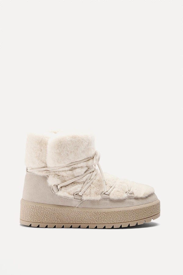 Faux-Fur Lace-Up Boots from Oysho