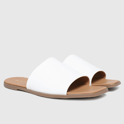 White Tabby Mule Sandals