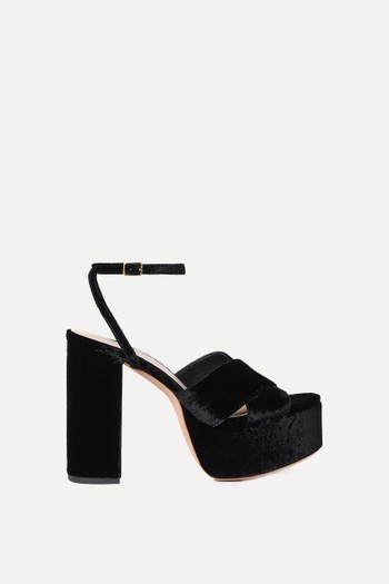 Loretta Black Velvet Platform Sandals from Loeffler Randall