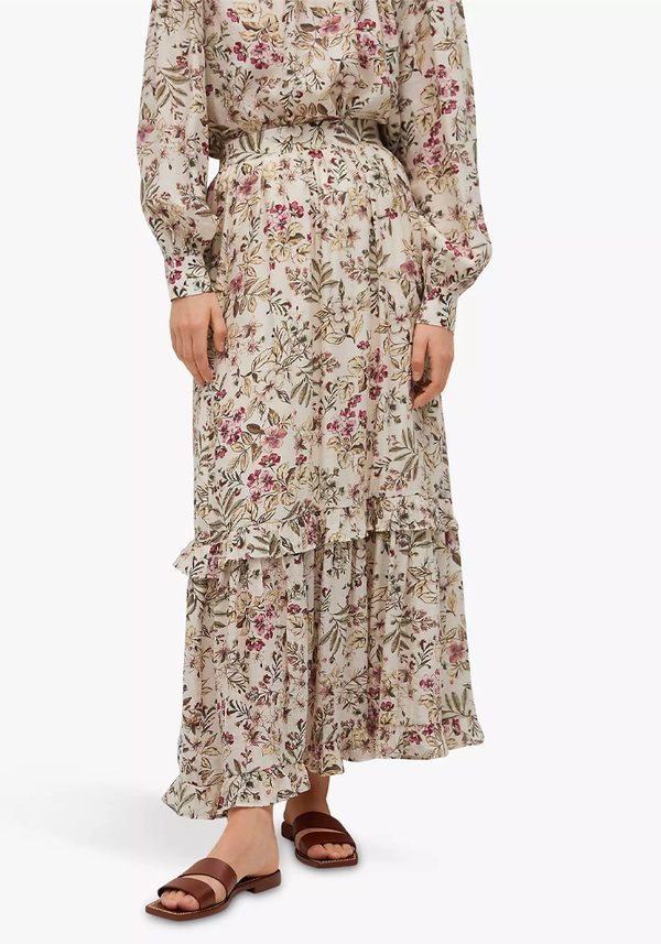 Floral Print Tiered Skirt from Mango