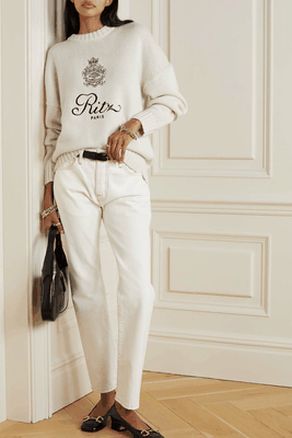  Ritz Paris Embroidered Cashmere Sweater from Frame