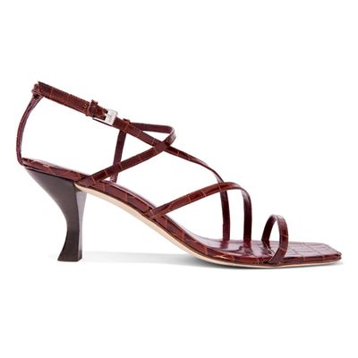 Gitta Croc-Effect Leather Sandals from Staud