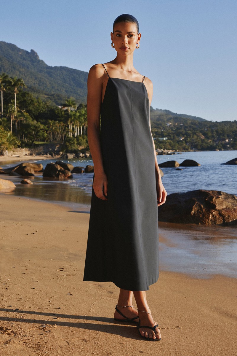 Poplin Midi Dress With Straps, £129 | Massimo Dutti