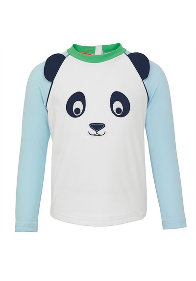 Baby Boys White Panda Long Sleeve Rash Vest from Sunuva