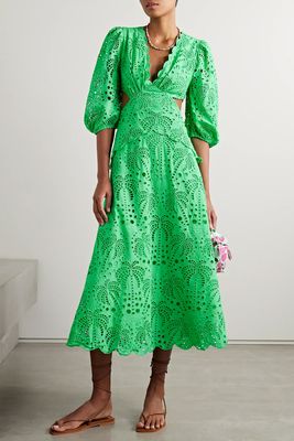 Cutout Broderie Anglaise Cotton-Poplin Midi Dress from Farm Rio