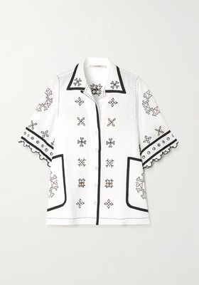 Greta Embroidered Broderie Anglaise Linen Blouse from Vita Kin