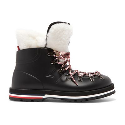 Inaya Shearling-Trimmed Rubber Ankle Boots from Moncler