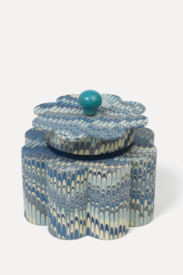 Scalloped Paper Jar In Marbled Blue from Daydress