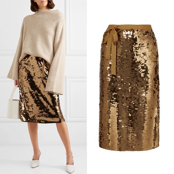 Grosgrain-Trimmed Sequined Crepe Skirt from J. Crew