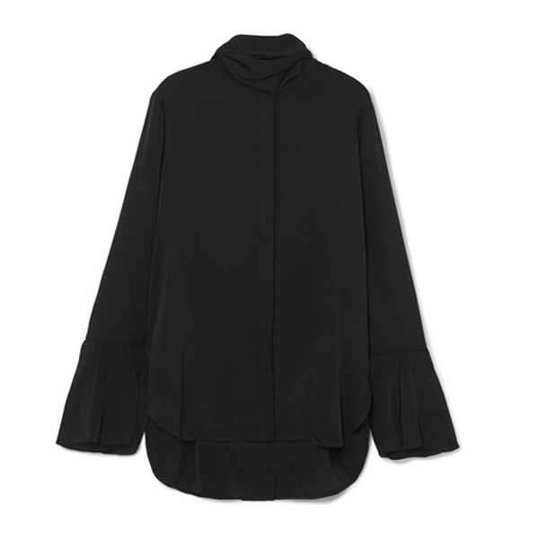 Nouveau Pussy-Bow Stretch-Silk Satin Blouse from Ellery