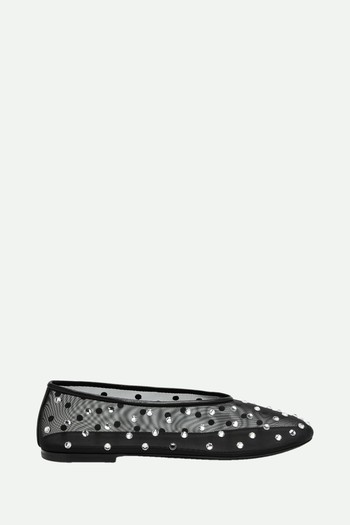 Marcy Crystal-Embellished Mesh Ballet Flats from KHAITE