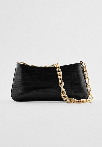 Animal Print Shoulder Bag With Chain 