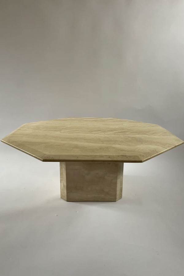 French Hexagonal Travertine Coffee Table from Maud Vaughan