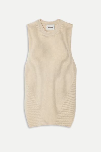  Leela Ribbed Merino Wool And Cashmere-Blend Tank from Nanushka 