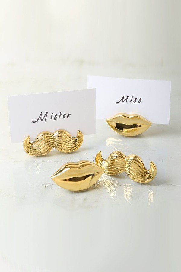 Brass Mr & Mrs Placecard Holders from Jonathan Adler