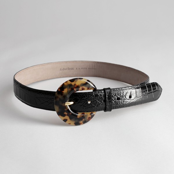 Tortoise Circle Buckle Croc Belt from & Other Stories