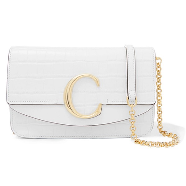 Chloé C Mini Leather-Trimmed Croc-Effect Shoulder Bag from Chloé