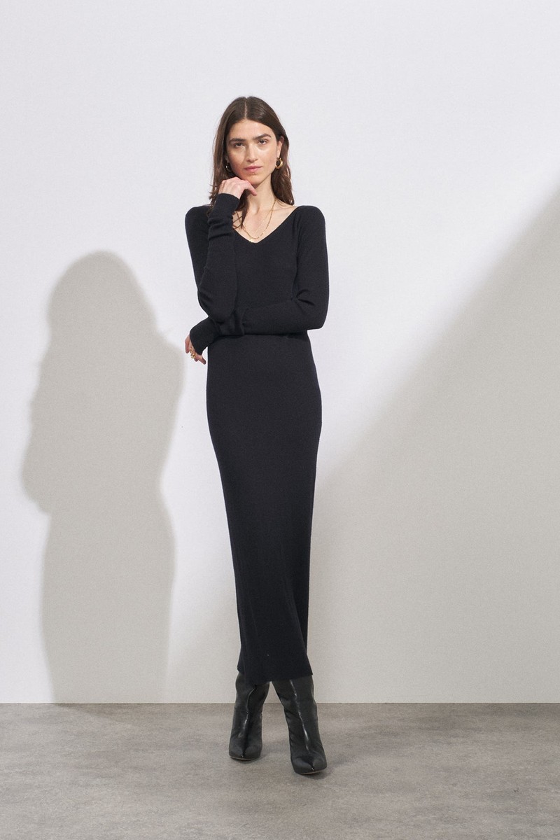 Responsible Cashmere Wide V-Neck Knitted Dress, £695 | Raey