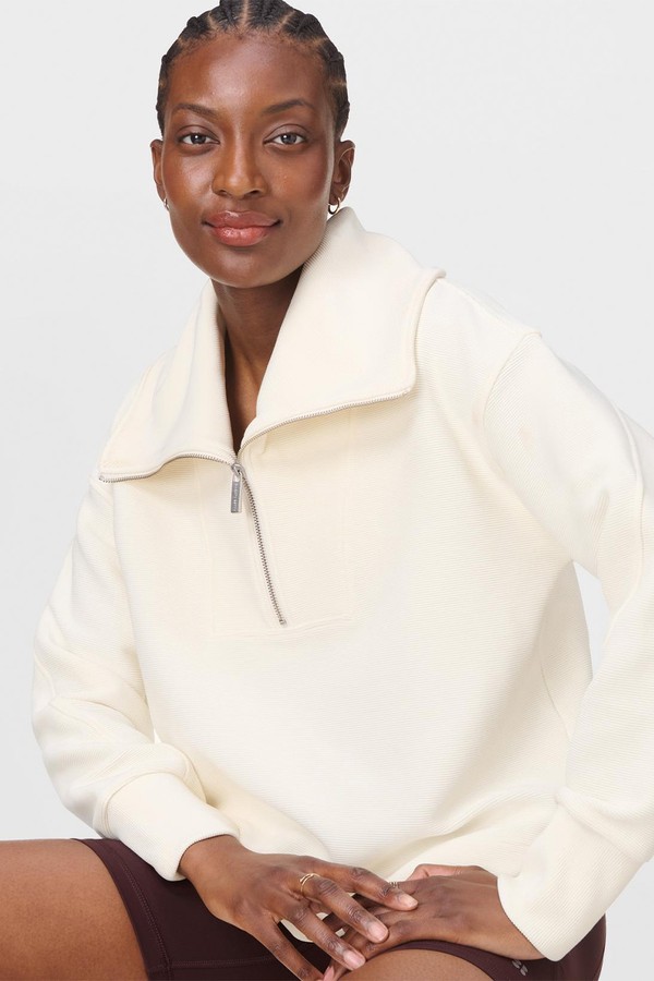 Peaceful Ribbed Half Zip Cropped Sweatshirt from Sweaty Betty