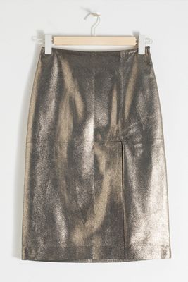 Metallic Leather Pencil Skirt from & Other Stories