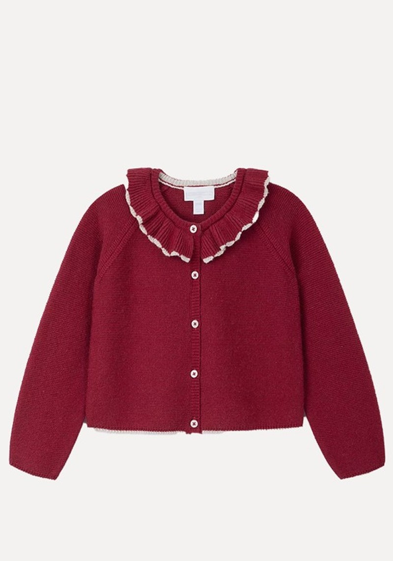 Organic Cotton Blend Frill Collar Cardigan* 