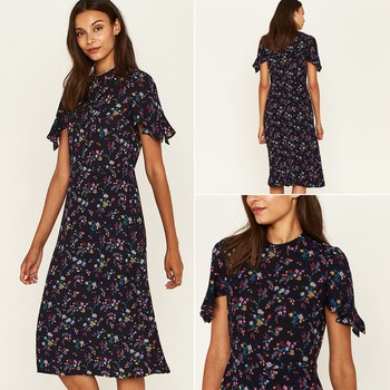 Ditsy Print Midi Dress