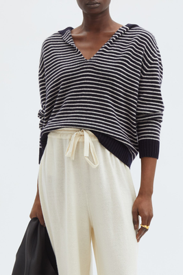 Sailor-Collar Striped Wool-Blend Sweater from Allude