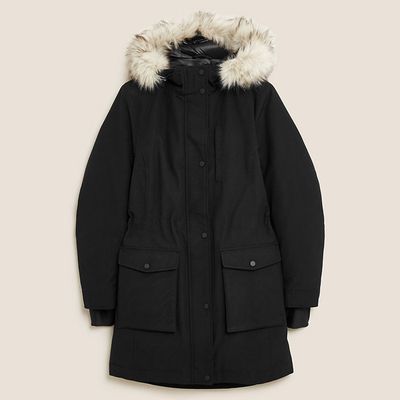 Feather & Down Padded Hooded Parka