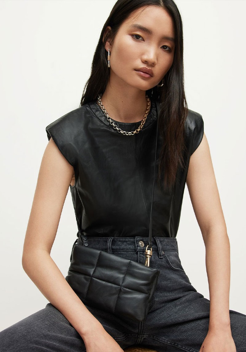 Mila Quilted Leather Pouch Crossbody Bag