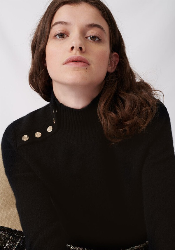 Cashmere Sweater With Stand-Up Collar from Maje