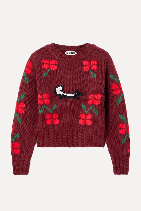 Intarsia-Knit Wool Sweater from Bode