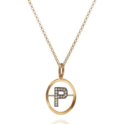 18ct Gold Diamond Initial P Necklace