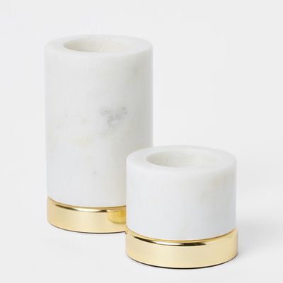 Small marble Tealight Holder With Metal Base