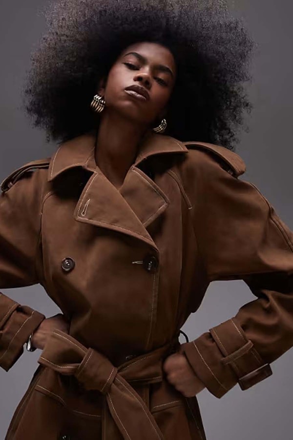 Oversized Faux Suede Trench Coat from TopShop