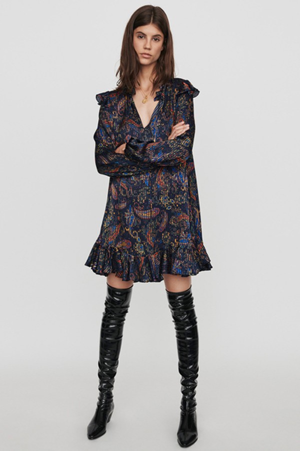 Jacquard-Printed Babydoll Dress from Maje